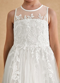 Azazie Bitsy Flower Girl Dresses Ivory A-Line Lace Tulle Dress image6