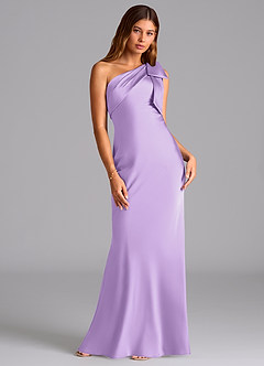 Azazie Yuanna Bridesmaid Dresses Lilac Mermaid One Shoulder Stretch Satin Dress image3