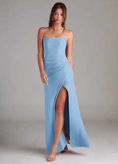 Azazie Leonis Bridesmaid Dresses Powder Blue Sheath Strapless Chiffon Convertible Dress image7