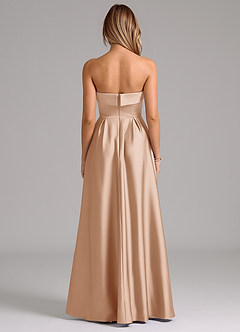Azazie Lucienne Robes de demoiselle d'honneur Robe Trapèze Convertible en Satin extensible Sans bretelle Rose Perle image7