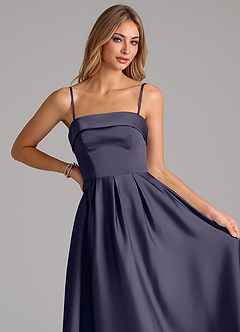 Azazie Lucienne Bridesmaid Dresses Stormy A-Line Pleated Stretch Satin Dress image2