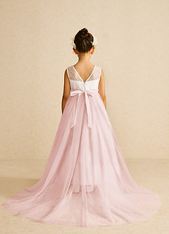 Azazie Tay Flower Girl Dresses Blushing Pink A-Line Sequins Tulle Dress image2