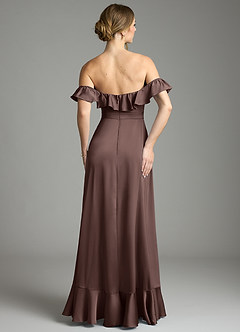 Azazie Lyra Bridesmaid Dresses Ganache A-Line Off the Shoulder Stretch Satin Convertible Dress image10