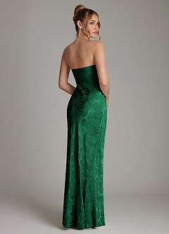 Azazie Viv Bridesmaid Dresses Evergreen Jacquard Sheath Strapless Jacquard Dress image2