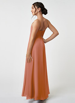 Azazie Collette Junior A-Linie Gestreift Chiffon Kleid Mai Tai image4