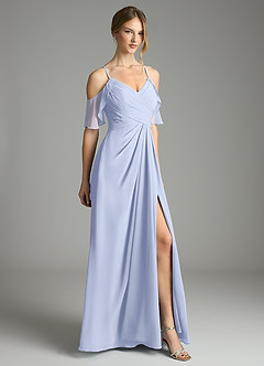 Azazie Dakota Bridesmaid Dresses Ice A-Line V-Neck Pleated Chiffon Dress image5