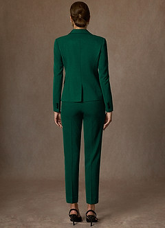 front Whitney Emerald Structured Stretch Full Length Pants Suit