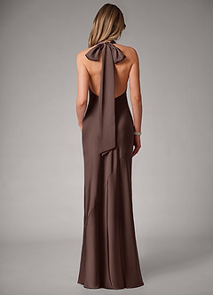 Azazie Velli Abiti da Damigella Abito Sirena in Raso Elasticizzato Collo Alto Ganache image4