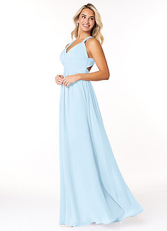 Azazie Ashia Bridesmaid Dresses Sky Blue A-Line Pleated Chiffon Dress image3