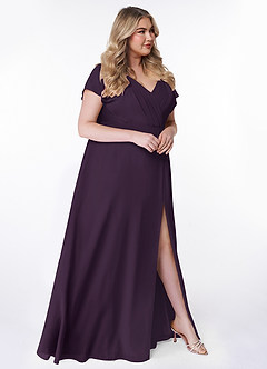 Azazie Rylee Bridesmaid Dresses Plum A-Line Pleated Chiffon Dress image9
