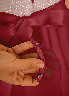 Azazie Tay Flower Girl Dresses Pomegranate A-Line Sequins Tulle Dress image4