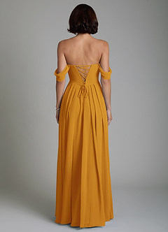 Azazie Loisa Bridesmaid Dresses Butterscotch A-Line Corset Chiffon Convertible Dress image2