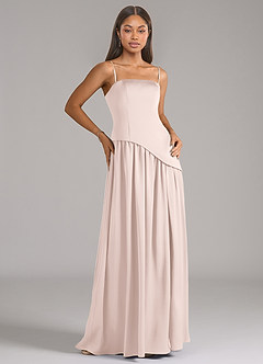 Azazie Adeline Robes de demoiselle d'honneur Robe Trapèze Convertible en Satin extensible Sans bretelle Rose Pâle image7