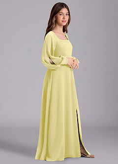 Azazie Bondi Junior Vestido de Sorbete De Limón de Gasa de Corte en A con Blusón image4