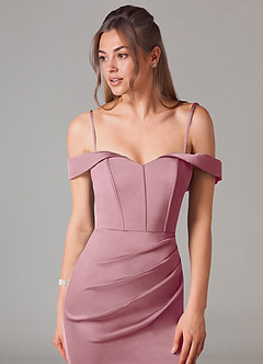 Azazie Everly Final Sale Vintage Mauve Mermaid Off the Shoulder Stretch Satin Convertible Dress image2