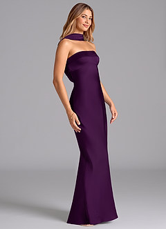 Azazie Lusinda Brudtärnklänningar Klä av Sjöjungfru i Stretch Satin Axelbandslös Druva image6