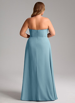 Azazie Wren Vestidos de damas de honor Vestido de Azul Malhumorado de Gasa de Corte en A Convertible con Corte Lateral image15