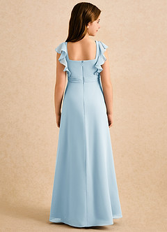 Azazie Soso Girls Formal Flower Girl Dresses Sky Blue A-Line Pleated Chiffon Dress image2