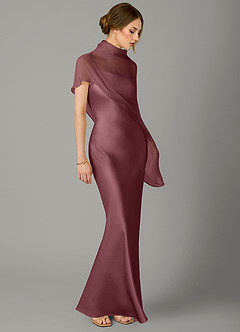 Azazie Jaleesa Bridesmaid Dresses Desert Rose Sheath High Neck Stretch Satin Dress image3