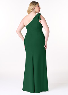 Azazie Rinna Bridesmaid Dresses Dark Green Mermaid One Shoulder Stretch Crepe Dress image6