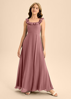 Azazie Callie Junior Desert Rose A-Line Ruched Chiffon Dress image5