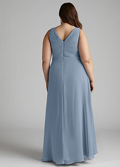 Azazie Flora Bridesmaid Dresses Dusty Blue A-Line Pleated Chiffon Dress image13