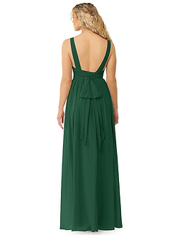 Azazie Kora Bridesmaid Dresses Dark Green A-Line Pleated Chiffon Dress image2