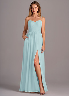 Azazie Joni Bridesmaid Dresses Sea Glass A-Line Strapless Chiffon Convertible Dress image4