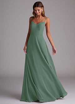 Azazie Marley Bridesmaid Dresses Eucalyptus A-Line Off the Shoulder Chiffon Convertible Dress image5
