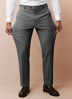 front Vincent Grey Structured High Stretch Dress Pants