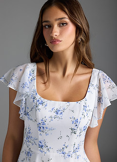 Azazie Bondi Bridesmaid Dresses Blue Cottage Floral A-Line Ruffled Chiffon Dress image6