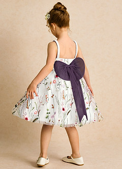 Azazie Peppa Flower Girl Dresses Ivory Plum A-Line Sweetheart Neckline Tulle Dress image5