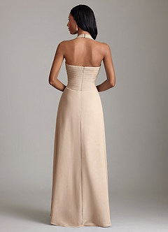 Azazie Clarisa Bridesmaid Dresses Taupe A-Line Pleated Chiffon Dress image2