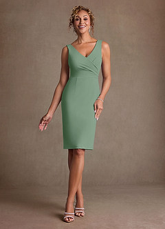 Azazie Irna Mother of the Bride Dresses Matcha Column Chiffon Dress image2