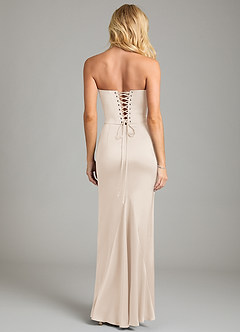 Azazie Sorrel Bridesmaid Dresses White Alabaster Mermaid Strapless Stretch Satin Convertible Dress image2