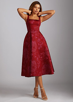 midi dress formal by 5/9 Long Prom Dress with Contrasting Embroidered Bodice main image 1