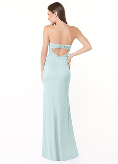 Azazie Leonis Bridesmaid Dresses Sea Glass Mermaid Pleated Stretch Satin Convertible Dress image5