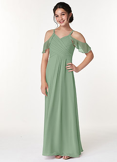 Azazie Dakota Junior Sky Blue A-Line Off the Shoulder Chiffon Dress image5