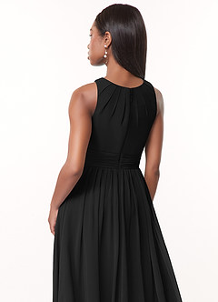 Azazie Harper Bridesmaid Dresses Black A-Line Pleated Chiffon Dress image4