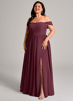 Azazie Calianna Bridesmaid Dresses Cabernet A-Line Off the Shoulder Chiffon Convertible Dress image12