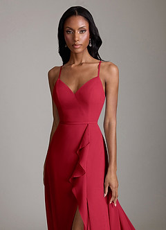 Azazie Naeem Bridesmaid Dresses Scarlet A-Line V-Neck Ruffle Chiffon Dress image6