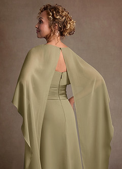 Azazie Marilla Mère de la mariée Robes Robe Trapèze en Mousseline de soie Plissée Vert Mousse image7
