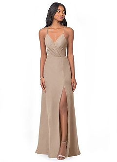 Azazie Everleigh Bridesmaid Dresses Taupe A-Line Sweetheart Pleated Chiffon Dress image1