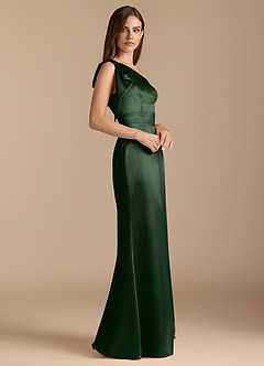 Azazie Rinna Bridesmaid Dresses Eucalyptus Mermaid Ruched Metallic Satin Dress image3