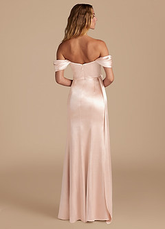 Azazie Amyra Bridesmaid Dresses Rose Gold Mermaid Sweetheart Neckline Metallic Satin Convertible Dress image6