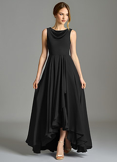 Azazie Wonderland 신부 들러리 드레스 A라인 주름진 쉬폰 바닥 길이 드레스 image4