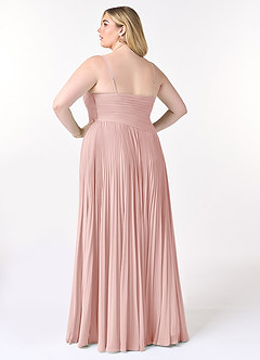 Azazie Vini Jurken voor bruidsmeisjes Jurk van Chiffon met A-Lijn V-hals geplooid Poederroze image8