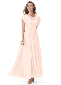 Azazie Daphne Modest Bridesmaid Dresses A-Line Ruffled Chiffon Floor-Length Dress image21