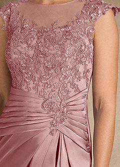Azazie Santa Barbara Final Sale Agave Sheath Pleated Stretch Satin Dress image9