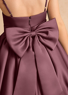 Azazie Davine vestidos de niña de las flores Vestido de Sangrado de Satin Mate de Corte En A con Tirante Espagueti image10